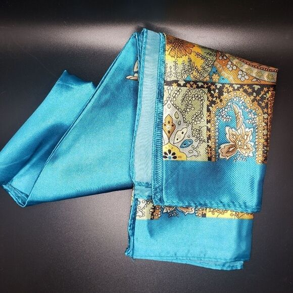 TEAL Paisley scarf shawl wrap luxury accessory - Picture 4 of 6